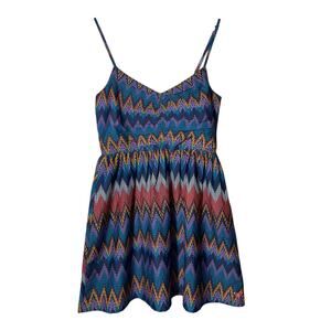 Roxy Sundress Dress Size Small Colorful Babydoll V-neck Spaghetti Straps Zipper
